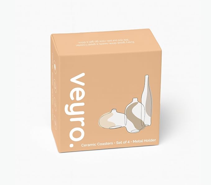 VEYRO Ceramic Coasters Set of 6 or 4 – Absorbent Stone Drink Coasters - Image 7