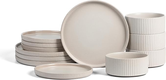 Stone Lain Haven 12-Piece Dinnerware Set, Includes 4 Dinner Plates, 4 Salad by Unknown