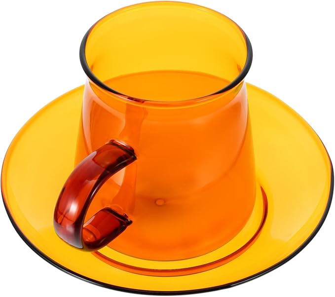 Mikinona Vintage Tea Cups and Saucers Sets, 3.14x2.75x2.75In Amber Glass Coffee by Mikinona