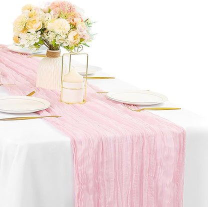 Light Pink Cheesecloth Table Runner 10FT Runner by Sunnyline