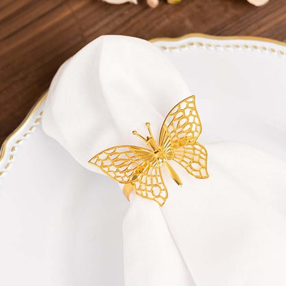 Efavormart 4 Pack | Metallic Gold Laser Cut Butterfly Napkin Rings, Decorative - Image 4