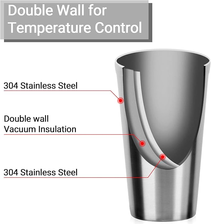 Beasea Stainless Steel Cups 16 oz, 4 Pack Stainless Steel Tumbler Stackable - Image 3