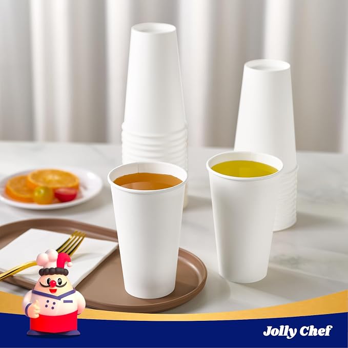 JOLLY CHEF 1000 Pack Disposable Paper Coffee Cups 16 oz | Hot Beverage Paper - Image 4