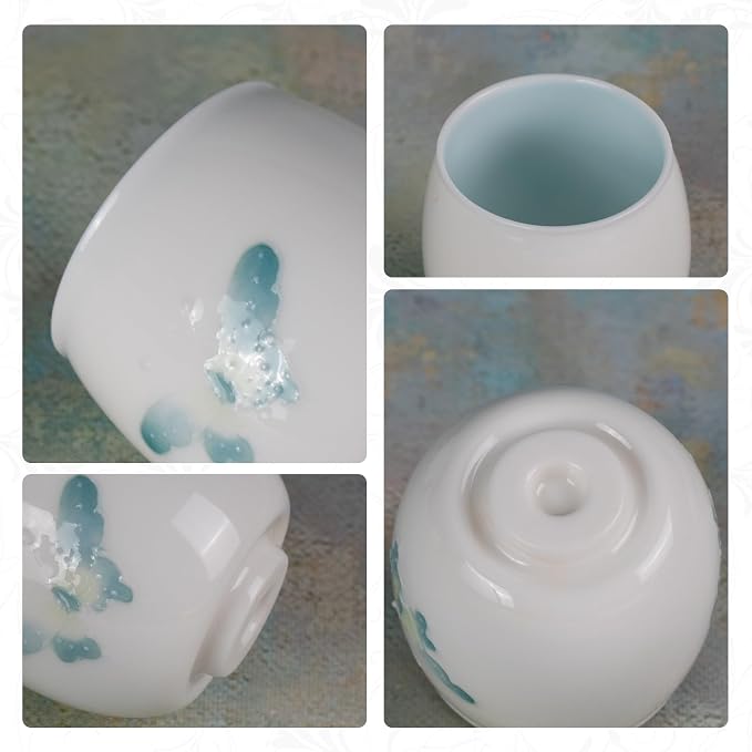 KAMMAK Tea Cup, 2.3oz Small Tea Cups Set of 2, Ceramic Teacups - Image 4