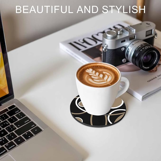 Black Brown Coasters Set of 2, Non-Slip Cup Coaster Mat - Image 7