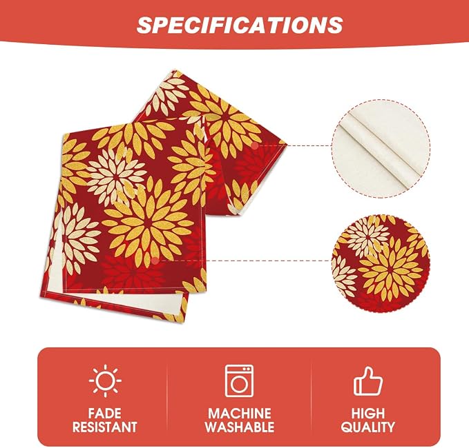 Artoid Mode Red Orange Dahlia Floral 2025 New Year Table Runner, Spring - Image 5