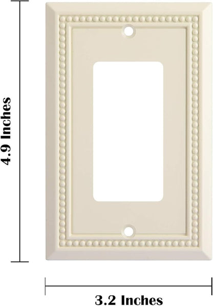 Henne Bery Sunken Pearls Heavy Duty Decorative Wall Plate Switch Plate Outlet Cover (Single Decorator, 3 Pack, Light Almond)