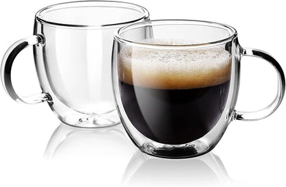 Espresso Cups Set Of 2 5 Oz, Double Walled Glass Coffee Mugs by COLOCUP