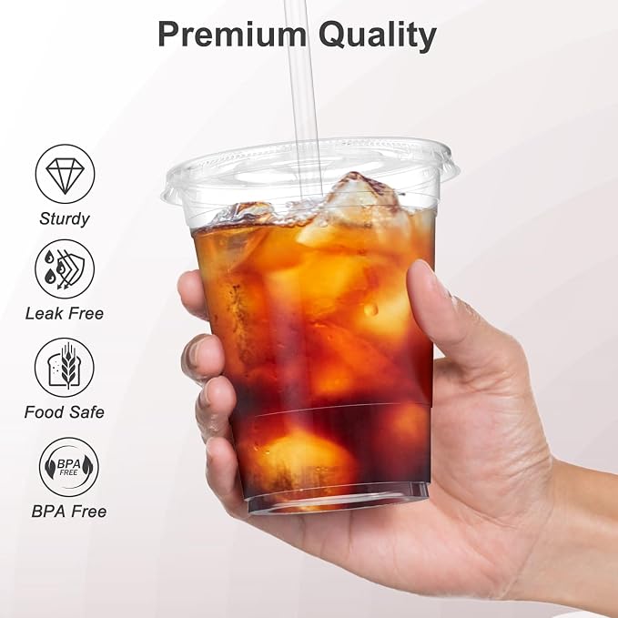 Dealusy 100 Pack - 16 oz Clear Plastic Cups - Image 3