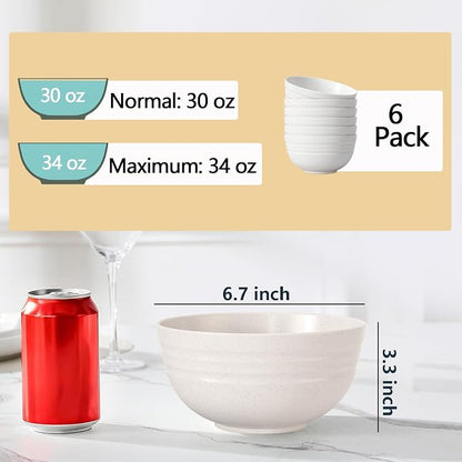 34 Oz Big Bowls， Soup Bowls BPA-Free Dishwasher & Microwave Safe Bowl Sets - Image 5