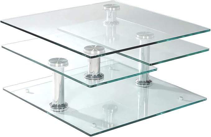Contemporary Multi-Top Motion Glass Cocktail Table - Image 2
