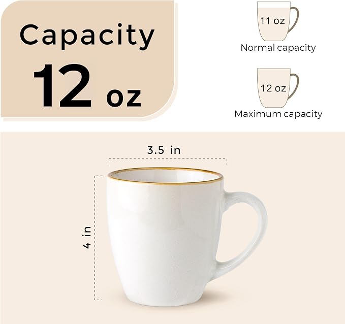 GBhome Ceramic Coffee Mugs Set of 6, 12oz Stoneware Coffee Mugs Set - Image 3