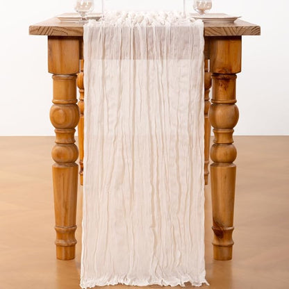 DeZerlor Ivory White Cheesecloth Table Runners 12 Pack Summer Boho Runners | - Image 5