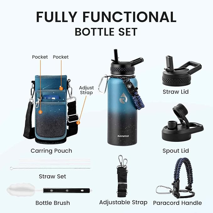 RAYMYLO Insulated Water Bottle 32 oz, Triple Wall Vacuum Stainless Steel | - Image 7