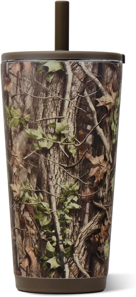 HydroJug Everyday Tumbler 20 oz, Ceramic-Lined Straw Cup, Woodland | Vacuum by Hydrojug