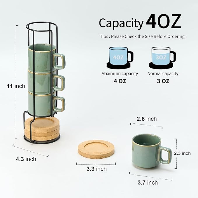 LUKA Porcelain Stackable Espresso Cups - Image 3
