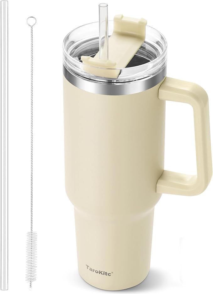 TaroKitc 40 oz Tumbler with Handle | Stainless Steel Insulated Iced Coffee Cup by TaroKitc
