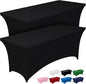 Pureegg Spandex Tablecloth 8ft - 2 Pack, Fitted and Tight Cloth for Rectangle Table, Wrinkle-Free and Stretch Table Cover for Party, Wedding, Banquet and Birthday, Black