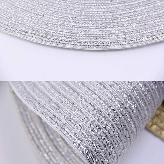 SHACOS Christmas Glitter Silver Placemats Set of 8 Sparkle Bling 15 inch Round - Image 2
