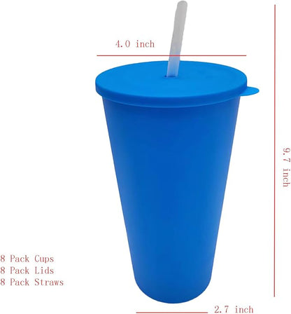 32 oz Cups with Lids and Straws Reusable set of 8, Bright Colors | Iced Tea - Image 7