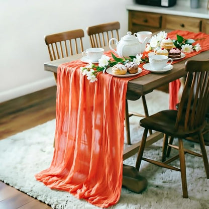 Orange Cheesecloth Table Runner 120 Inches 10 Pack Gauze Table Runner | Summer - Image 3
