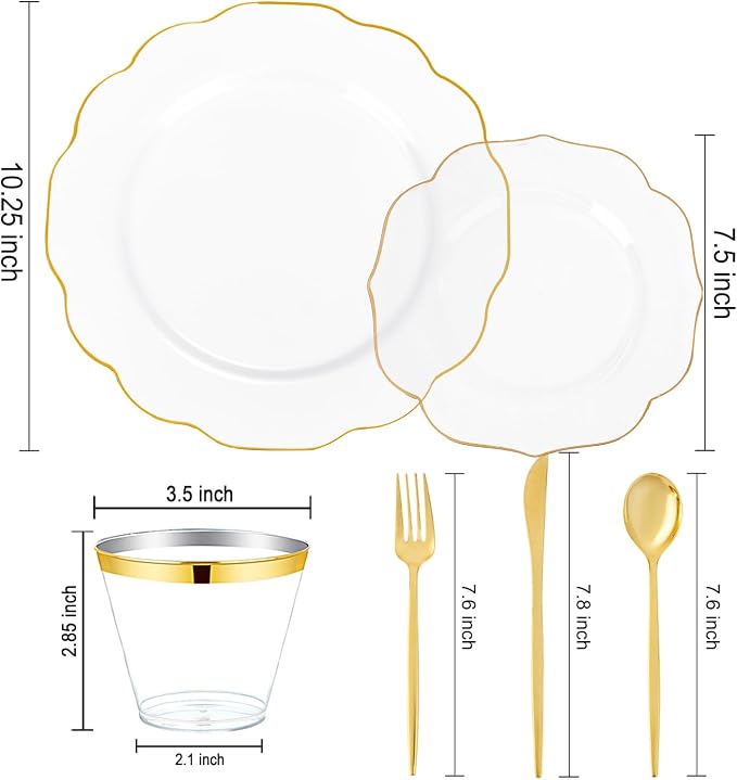 bUCLA 180PCS Clear Plastic Plates - Image 2