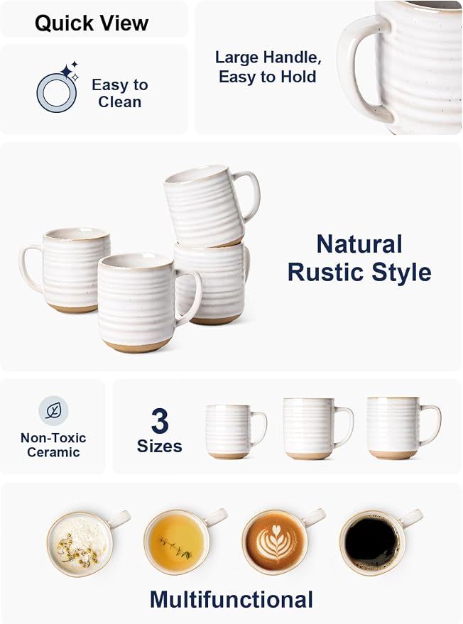 LE TAUCI Coffee Mugs 15 oz, Ceramic Coffee Cups - Image 5