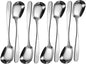Square Head Spoons, Korean style Square Sugar Spoon,Thick Heavy Stainless Steel Soup Spoon Table Spoons Flat Square Spoon,7 Inch,Set of 8.