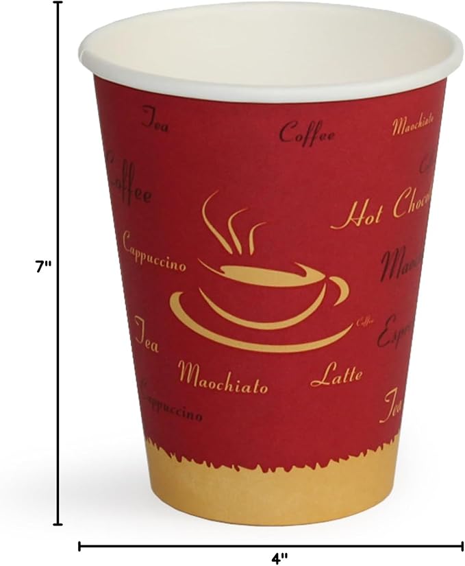 PAMI Disposable Paper Coffee Cups 12 oz, Single-Use, Leak Resistant, 1000 Ct - Image 7