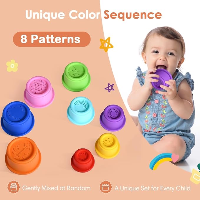 ZYFLSQ Stacking Cups Baby Toy 8 Pcs, Nesting Cups - Image 7