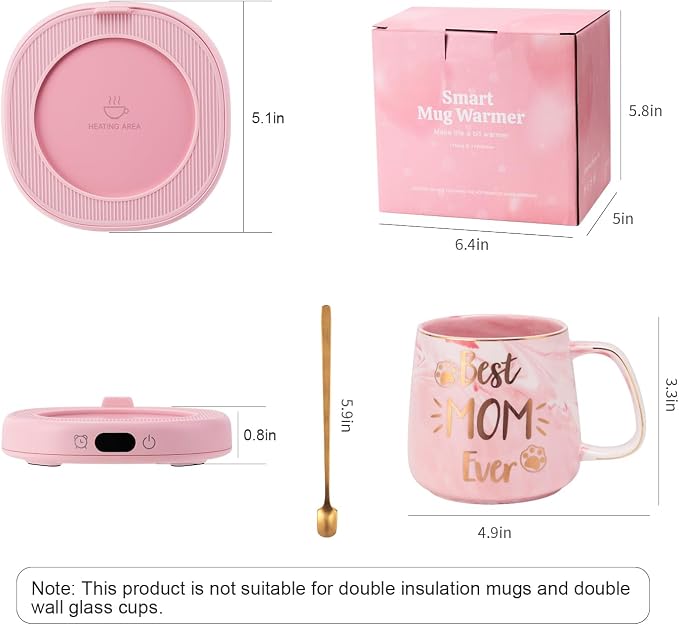 Coffee Mug Warmer & Best MOM Ever Mug Set, Electric Cup Warmer - Image 8