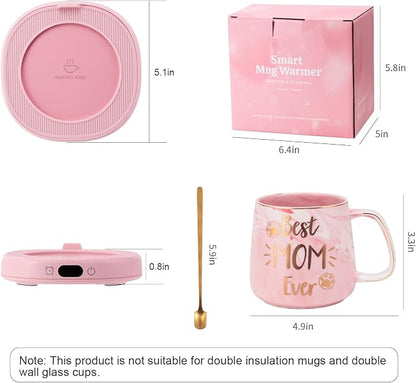 Coffee Mug Warmer & Best MOM Ever Mug Set, Electric Cup Warmer - Image 8