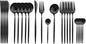 JASHII Black Flatware Serving Set 24 Piece, Stainless Steel Silverware Set by JASHII