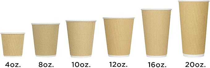 Karat Coffee Hot Cups 4oz Kraft Small Ripple Disposable Paper Cups, Picnic or - Image 8