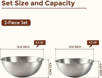 Gronivex Stainless Steel Mixing Bowls Set, 2-Piece | Food-Grade Metal, - Image 2