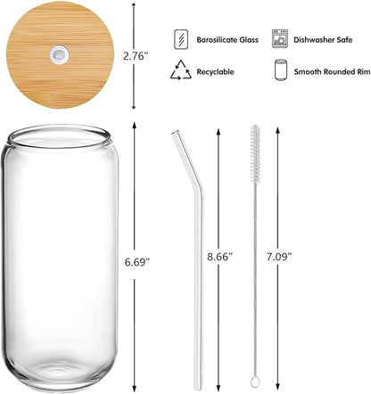 20oz Glass Cups with Lids and Straws Set of 4 – Aesthetic Large Iced Coffee - Image 7