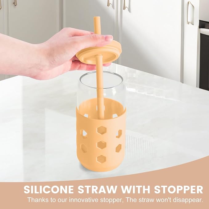 Mrsdry 16 oz Glass Cups with Lids and Straws - Image 8