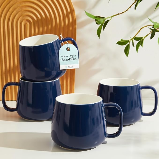 Teocera 16oz Ceramic Coffee Mugs Set of 4 – Stackable Latte Cups, Dishwasher & by Teocera