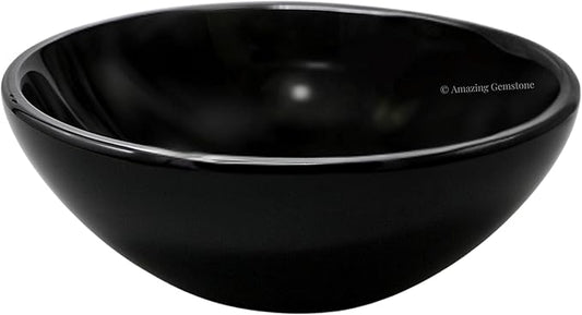 Black Obsidian Crystal Bowl - 3 Inch Decorative Bowls for Room and Home Decor - Gemstone Healing Crystals for Elegant Display, Positive Energy Balance and Gift