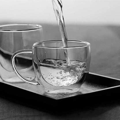 Double Wall Glass Expresso Coffee Mugs Set Of 4 Insulted Clear Cappuccino - Image 2