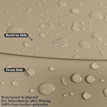Faux Leather Placemats and Coasters Set of 2, Round Leather for Dinner Table Mats Heat Resistant Non-Slip Washable Insulation Coffee Mats Kitchen Place Mats Nordic Style,Apricot