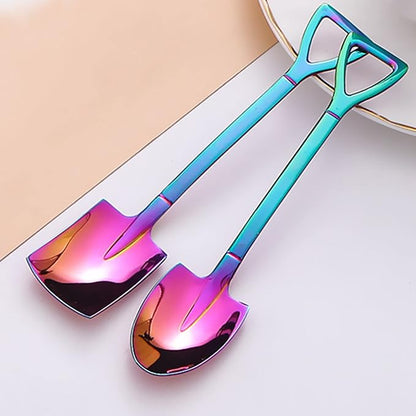 10Pcs Shovel Spoons Stainless Steel Spoon Reusable Dessert Spoons - Image 2
