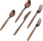 JazzUpCo Tia Flatware non toxic 18/10 stainless steel dishwasher safe (Matte Rose Gold, 4 Person Set (20 Pieces))