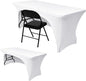 Nasitos 2 Pack White 6 ft Table Cloth Fitted-Open Back Spandex Table Covers Fabric Washable and Wrinkle Resistant Stretch Tablecloth for Parties, Wedding, Banquet, Jewelry Trade Show, Craft Fair