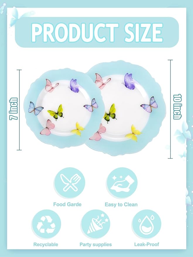 20PCS Blue Butterfly Plates - Image 2