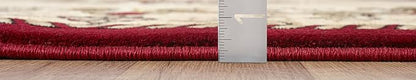 Modern 2x7 Traditional Burgundy Living Room Rug - Area Rugs for Living Room, Dining & Bedroom - Hand Carved Runner Carpet - Durable Polyester - Non-Fade, Stain-Resistant - Turkish Made