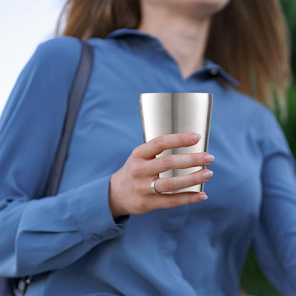 6 Pack 12 oz Stainless Steel Insulated Cup, Double Wall Vacuum Small Metal Cup, Reusable Camping Cups Unbreakable Indoor Outdoor for Party, Home, Office, BBQ, Silver