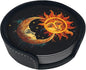 Sun Moon and Stars Leather Coasters Set of 6 by Nameapo