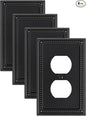 4-Pack Duplex Outlet Cover, Black Metal Wall Plates for Electrical Outlets, 1 Gang Receptacle Light Switch Cover, Pearls Beaded Decorative Switch Plates and Outlet Covers