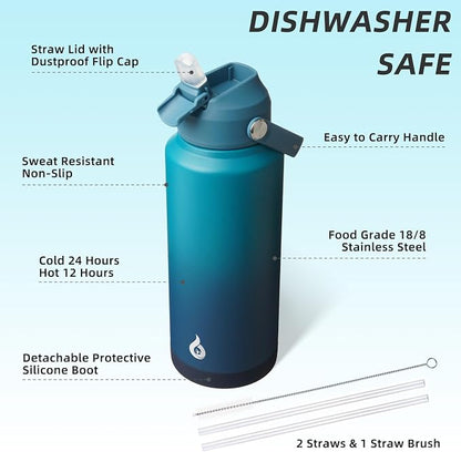 BJPKPK 32oz Insulated Water Bottle, Stainless Steel Bottle - Image 3